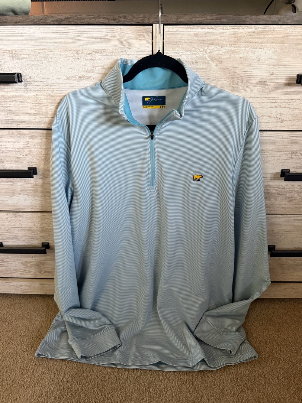 Jack Nicklaus Half Zip Striped Golf Pullover SPF